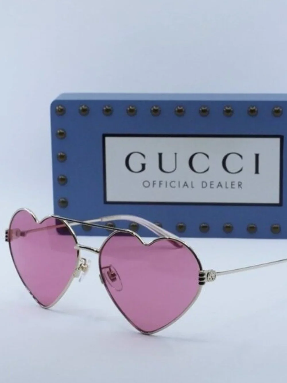 Gucci GG1283S 002 Geometric Sunglasses - Gold\Cyclamen